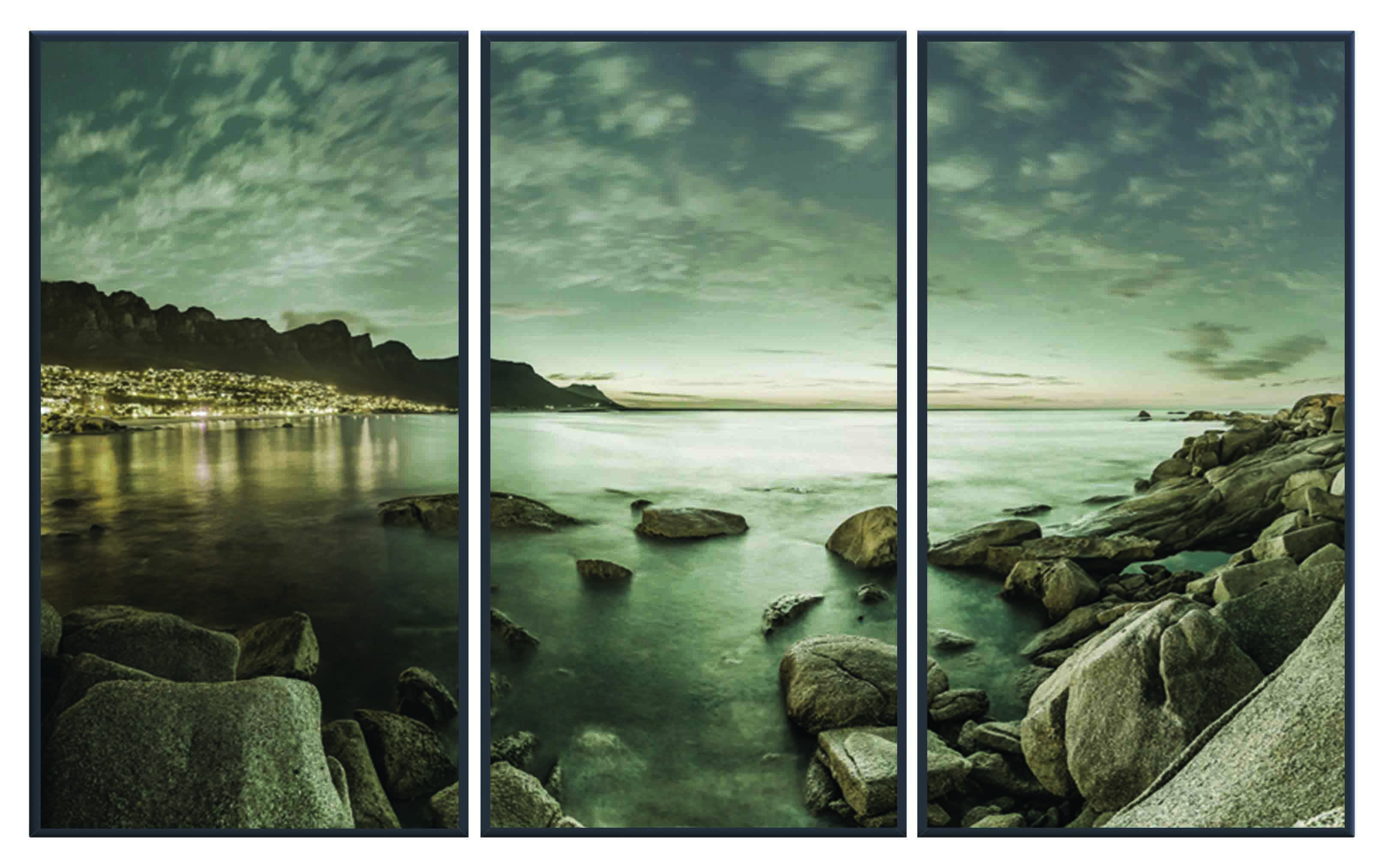 ASG406 Wall décor art printed on glass Cape Town set of 3